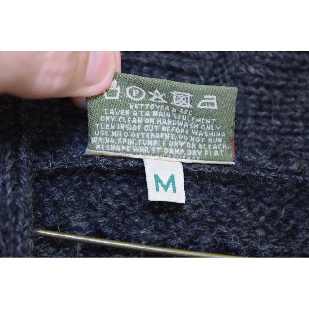 Carraig Donn 100% New Wool Cardigan Fisherman's Cable Knit Gray MENS M Oversized